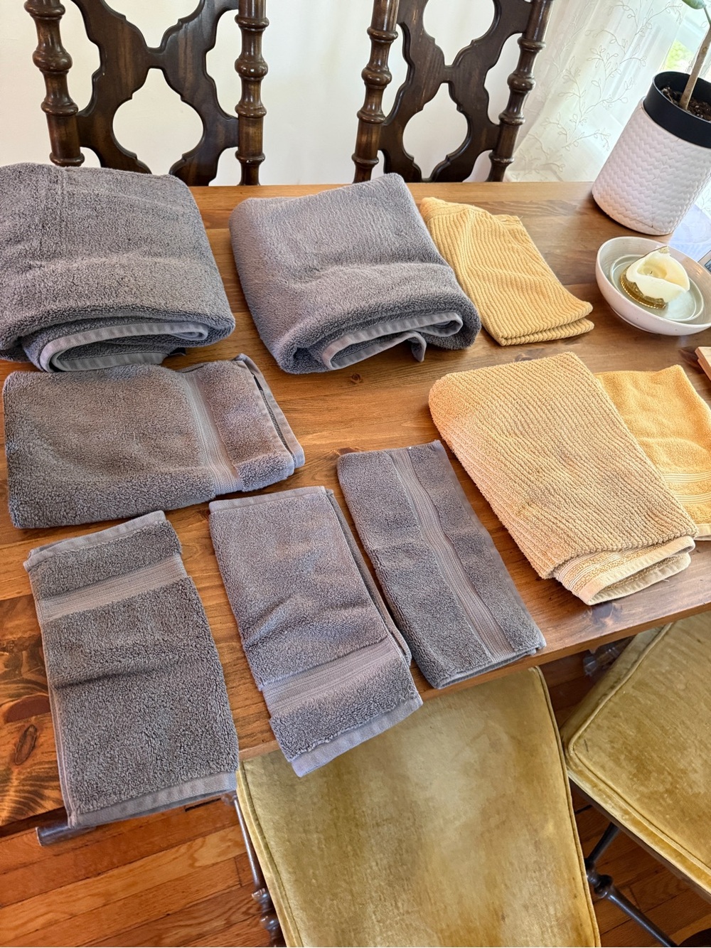 Brooks Brothers Gray and Mustard Towel with Brand Tag